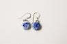 Blue and white porcelain silver earrings