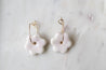 Erbium glaze porcelain flower pendant earrings