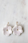 Large Erbium glaze porcelain flower pendant earrings