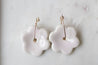 Large Erbium glaze porcelain flower pendant earrings